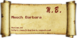 Mesch Barbara névjegykártya